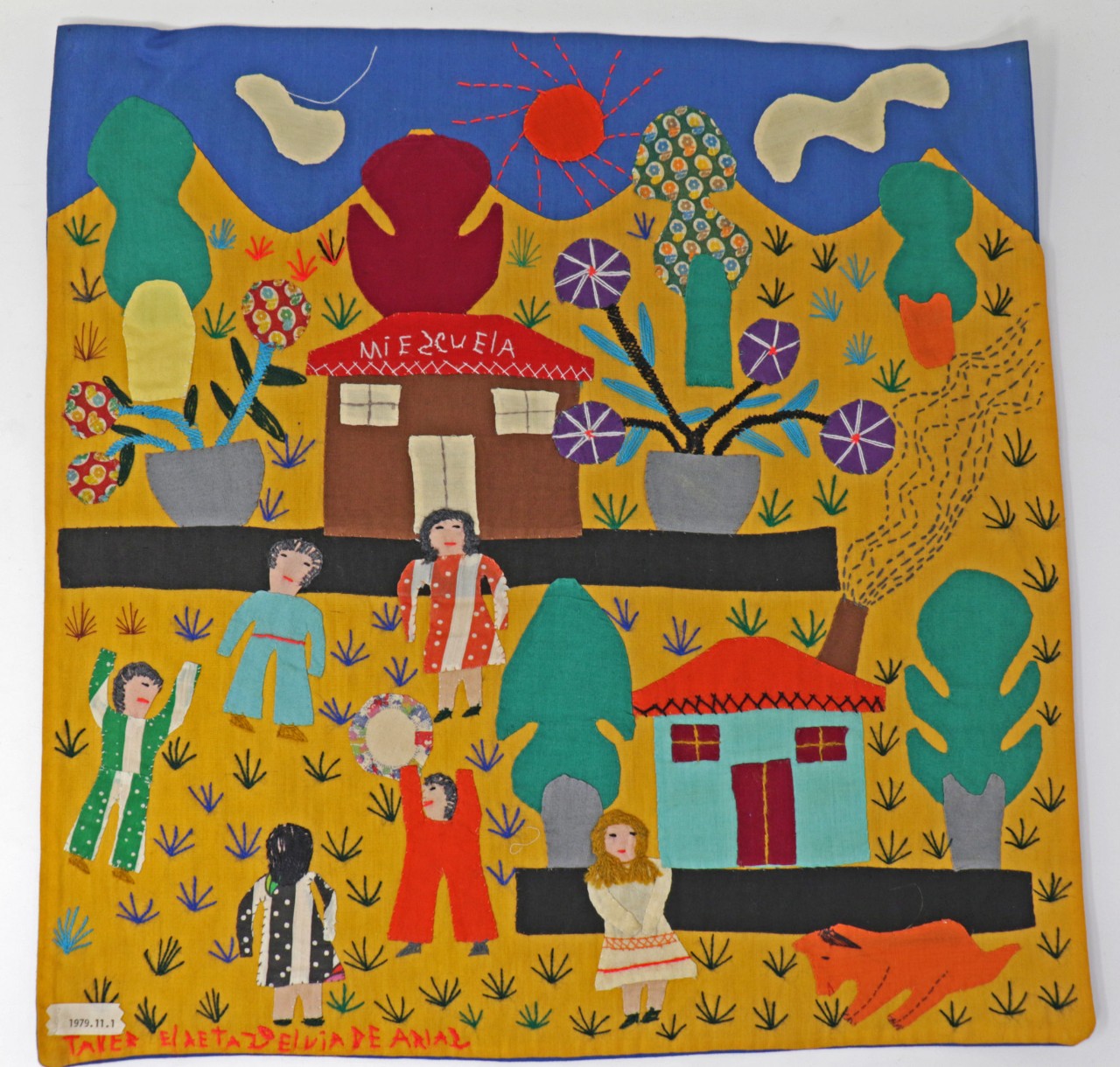 Mola created with a reverse appliqué technique featuring two birds. San Blas Islands, Panama. 20th century.