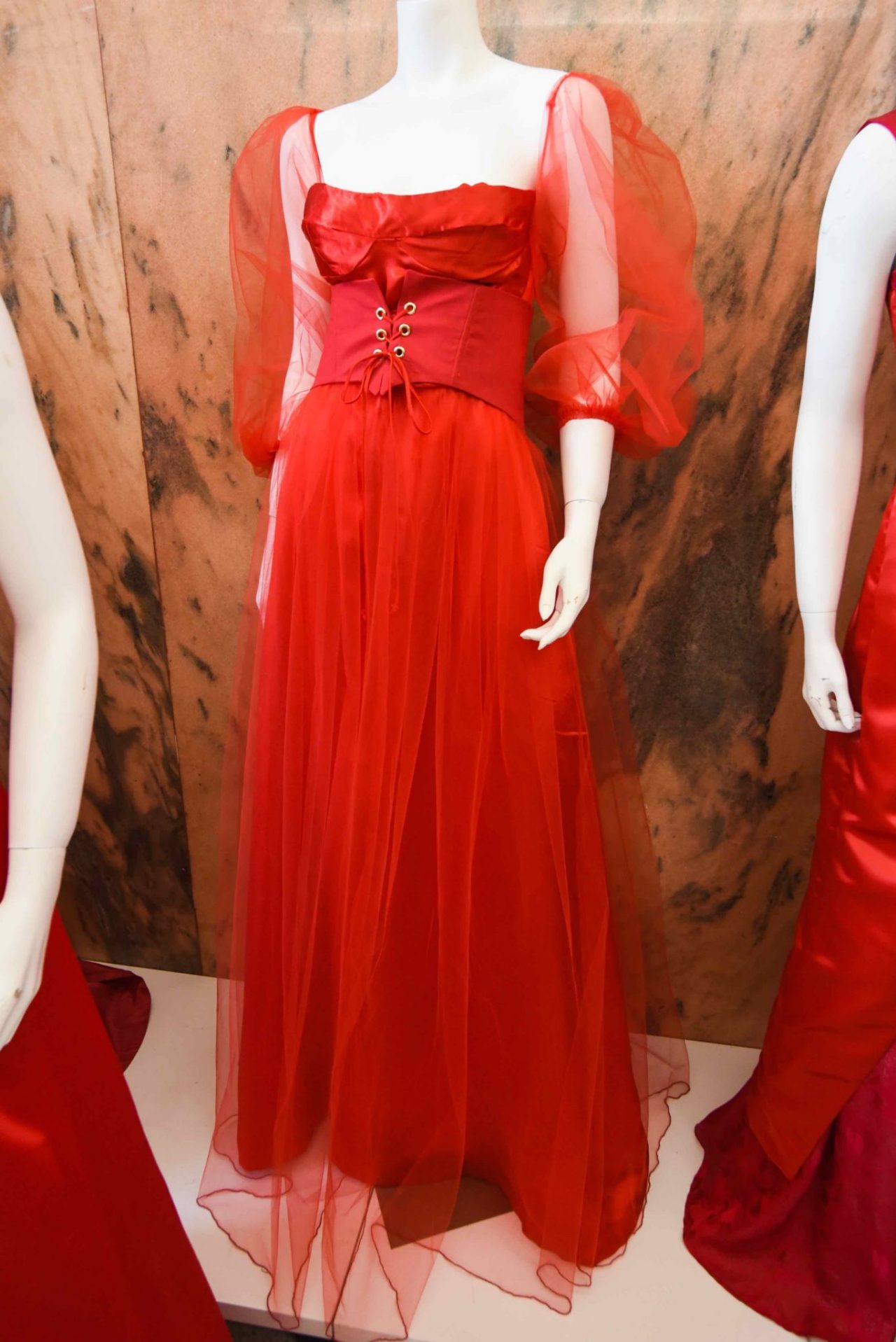 Erin Fagan, “Flutter” This red dress is inspired by the power that red holds. Red on a butterfly is believed to be a powerful sight, soul or spirit. The silhouette of this dress is inspired by the appearance of red in nature and the manmade world. Red in nature occurs on butterflies and is an asset to many animals through camouflage. Manmade red is seen in stained glass. This dress combines the fluidity and sharpness of the natural and manmade reds.