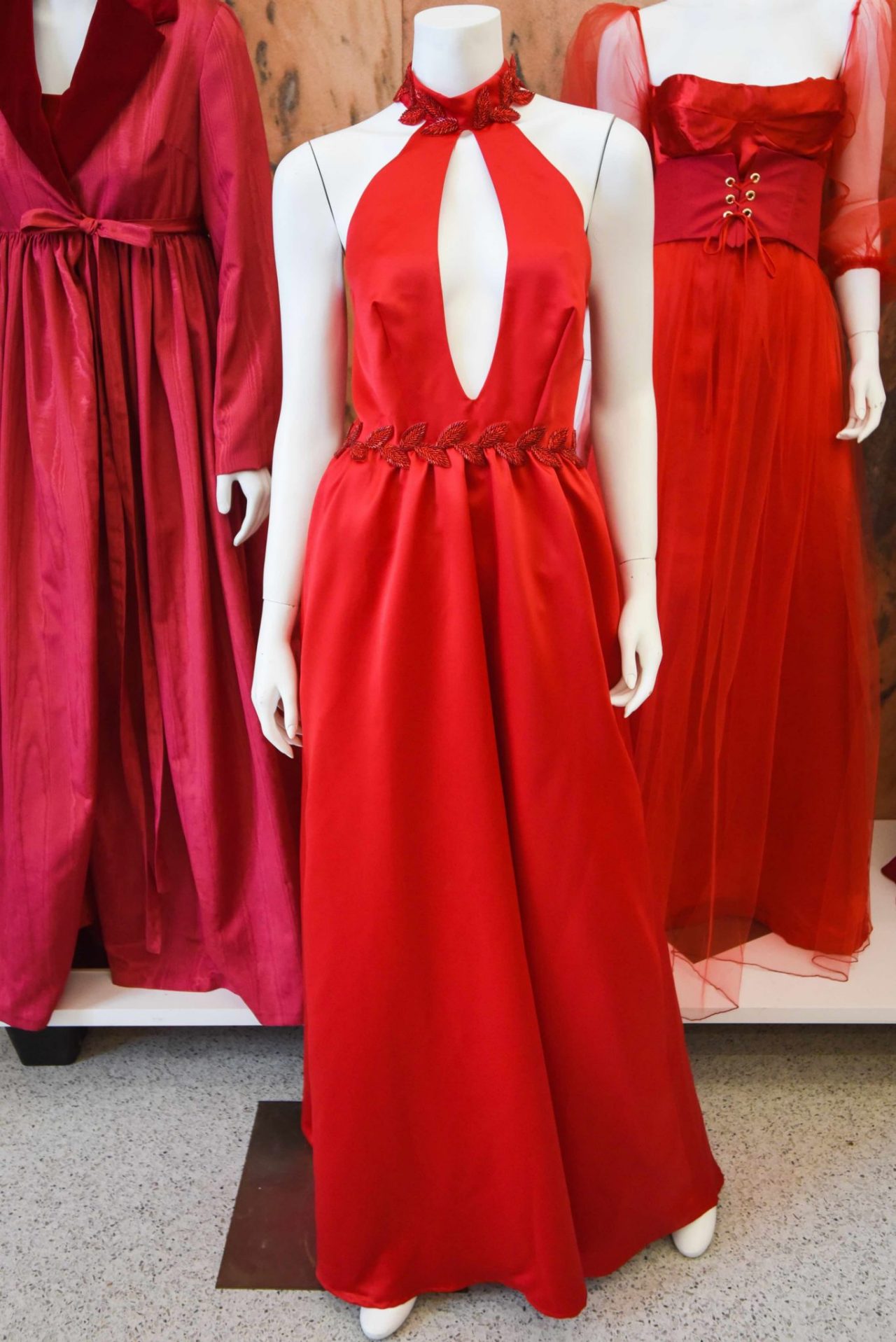 McKenna Henry, “All of Me” This stunning red dress for spring/summer features a fitted top and voluminous skirt. It includes an elegant, beaded belt with a heart path on the front to commemorate a beautiful soul taken too soon. This dress was created in memory of a friend who passed away suddenly from an undiagnosed heart condition at age 15. Keeping heart disease and her condition in mind, I wanted to create a joyful silhouette to raise awareness for this disease, which is the No. 1 killer of women every year.