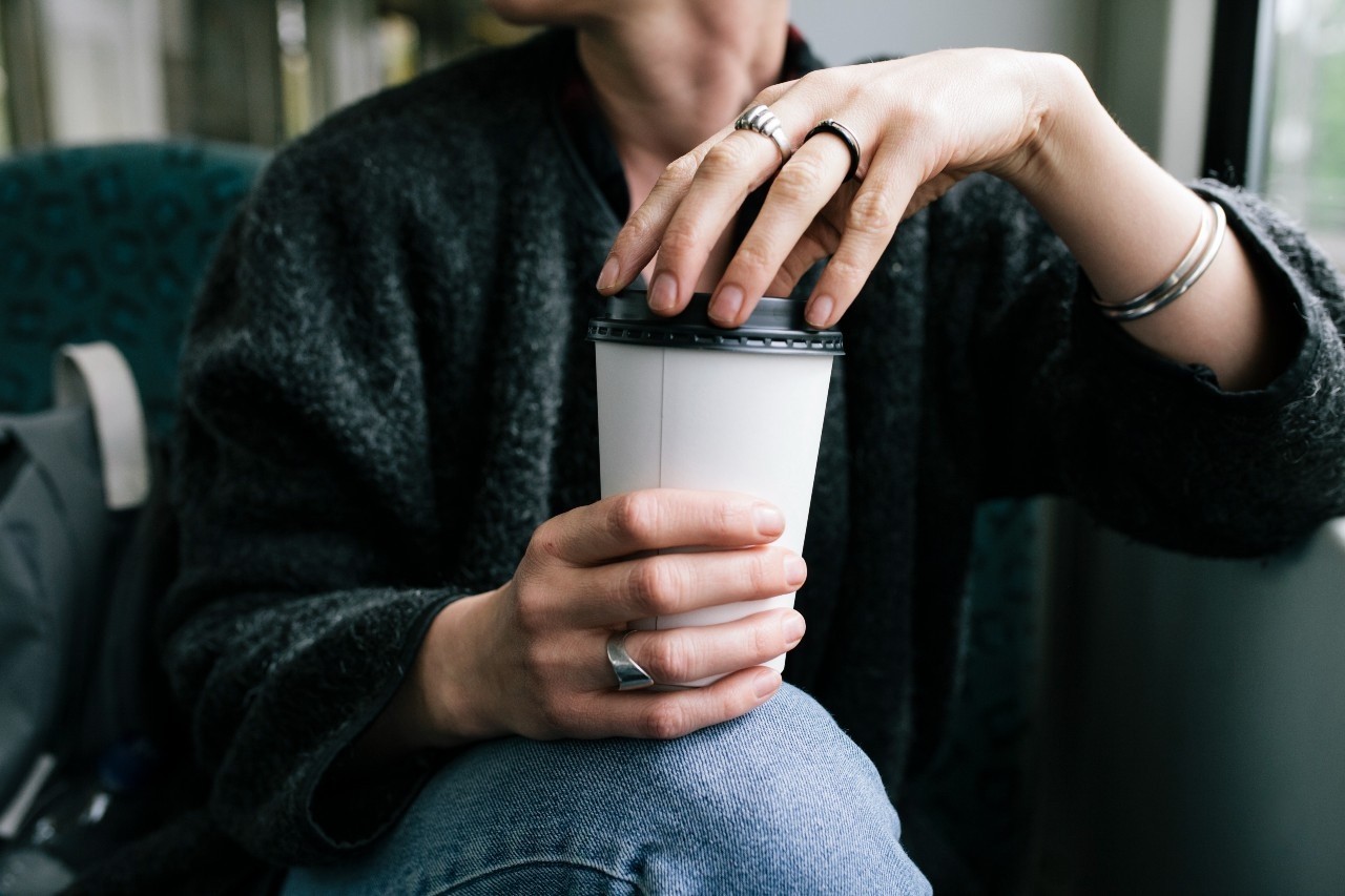 Person drinking coffee