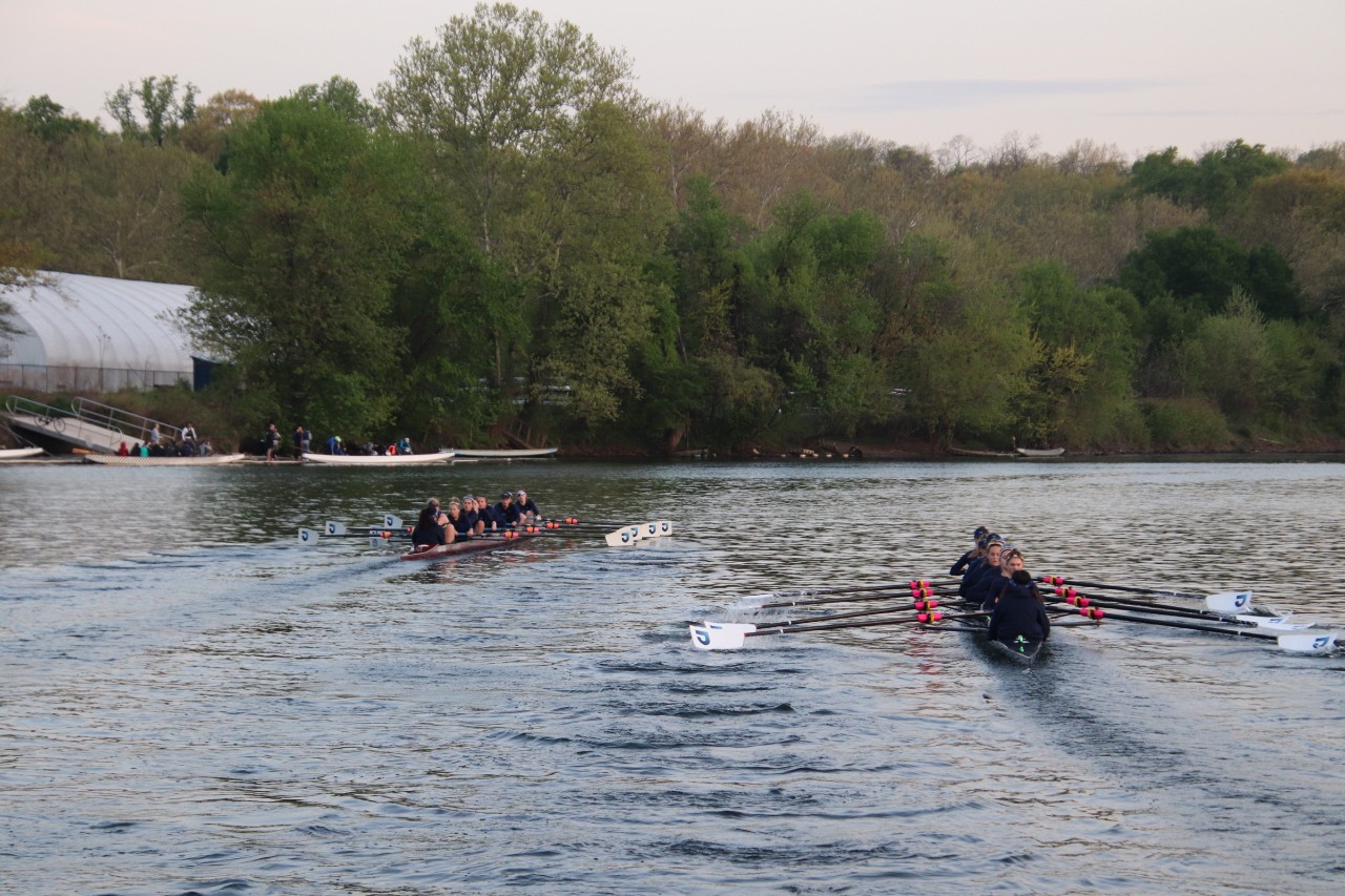 Rowing team on the water