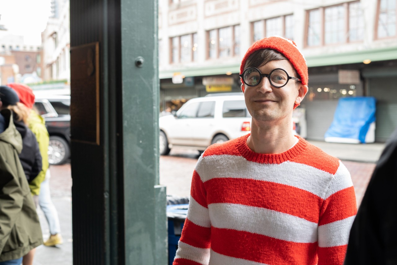 Andrew Pick dressed as a Waldo