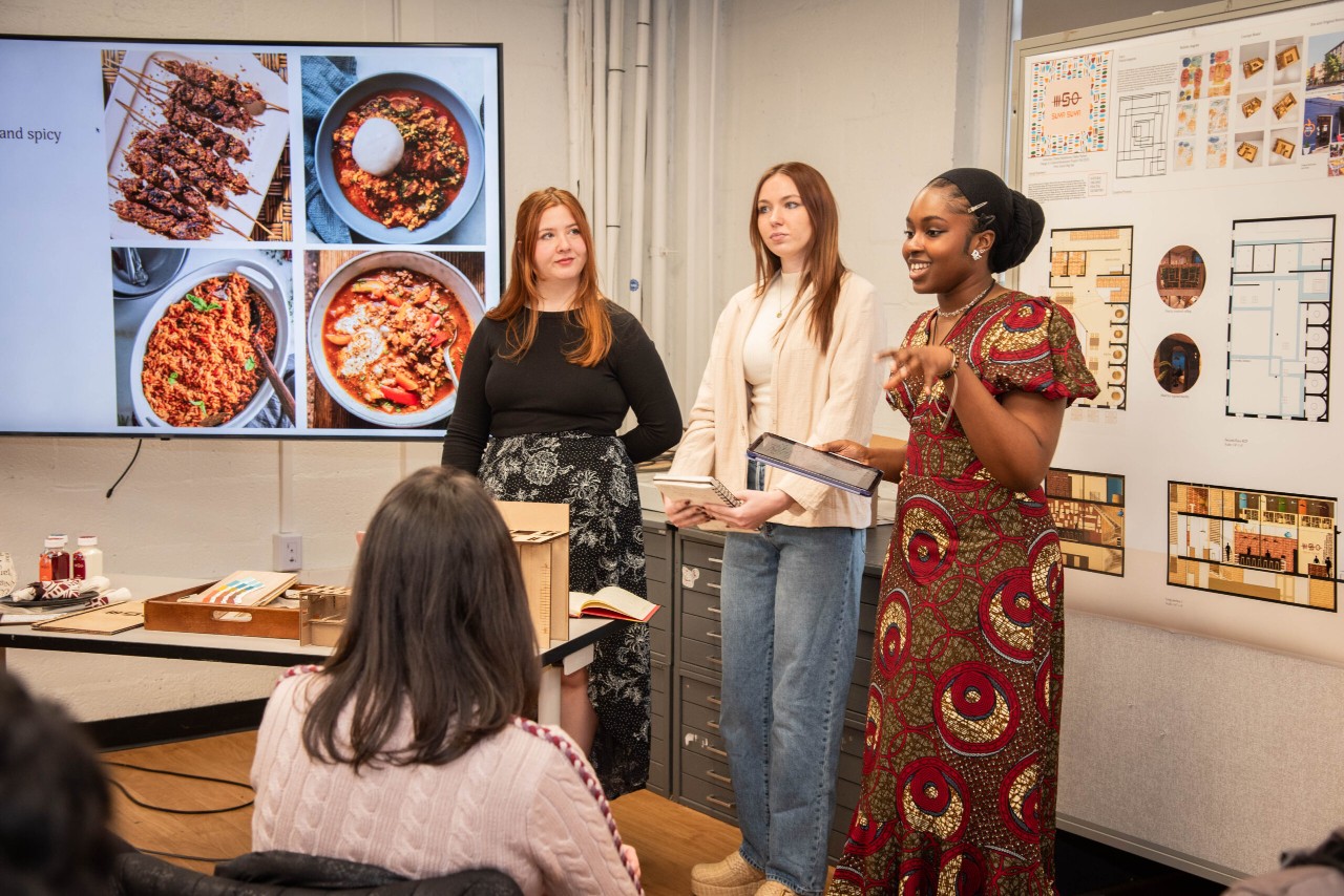 interior and visual communication design students present their projects