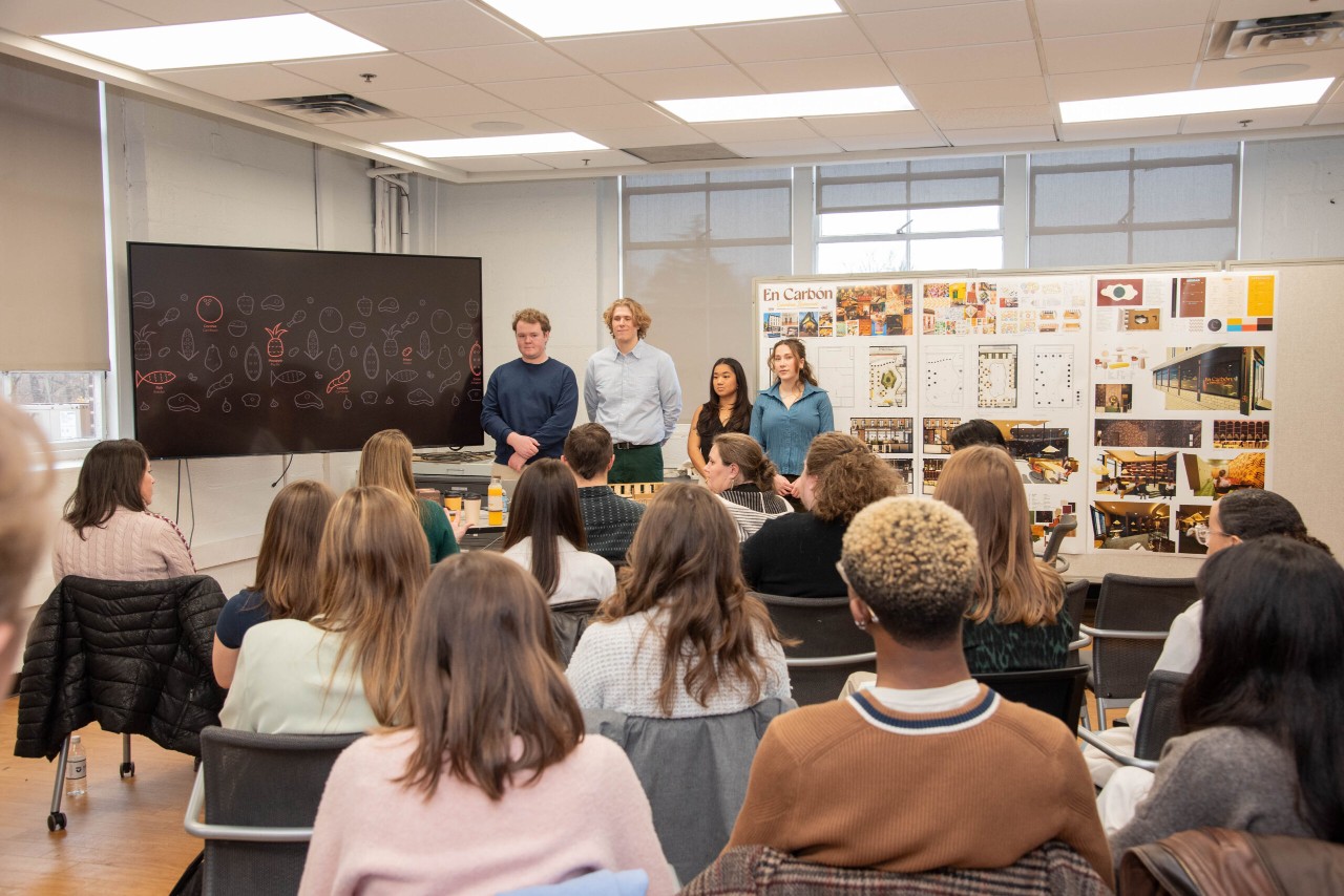 interior and visual communication design students present their projects
