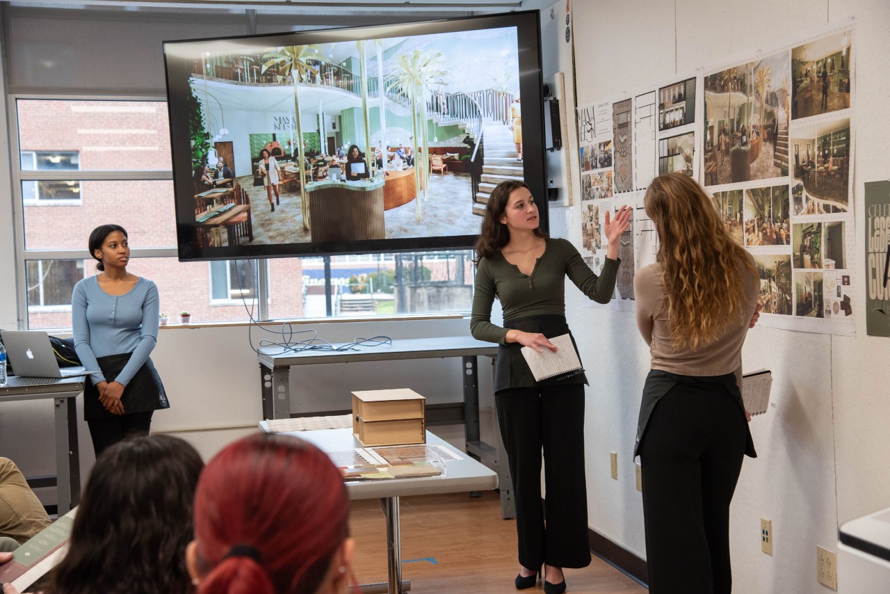 interior and visual communication design students present their projects