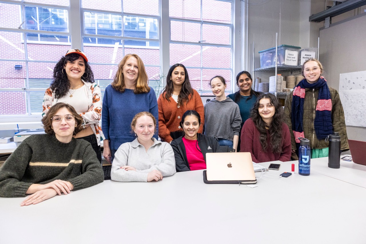 group photo of textile students