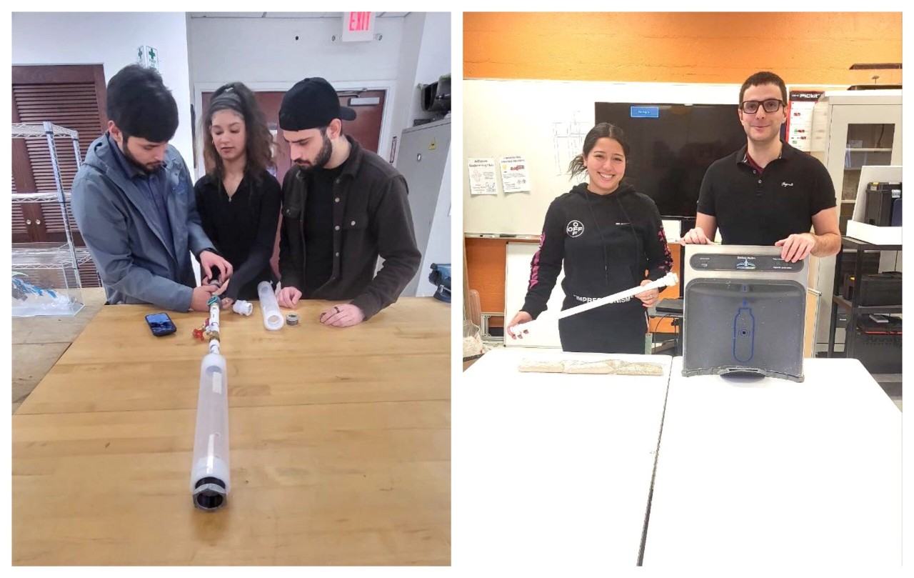 Engineering students working on their capstones