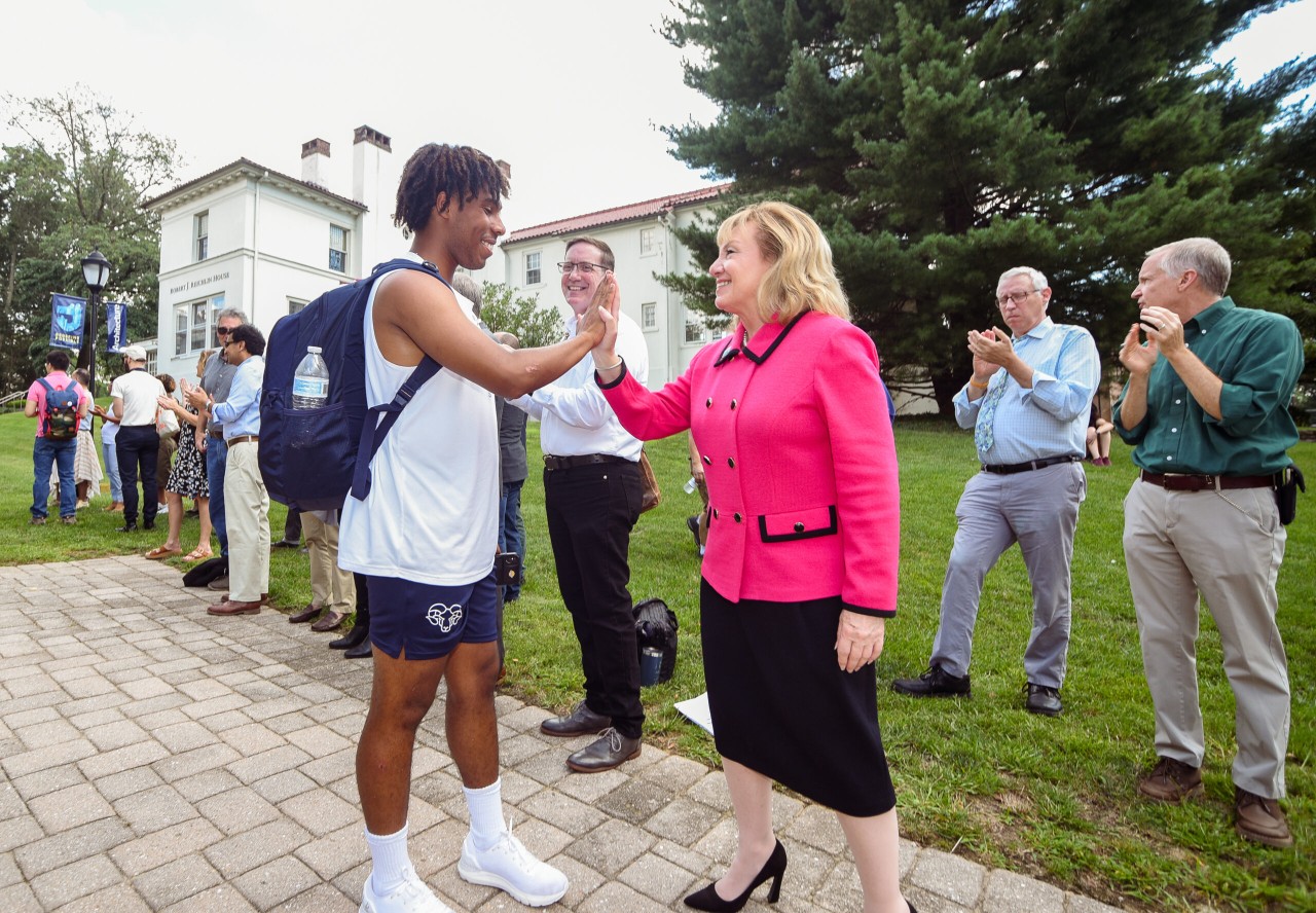 Interim University President Dr. Susan Aldridge welcomes new students at Convocation on East Falls Campus. (Photos by ©Thomas Jefferson University Photography Services)