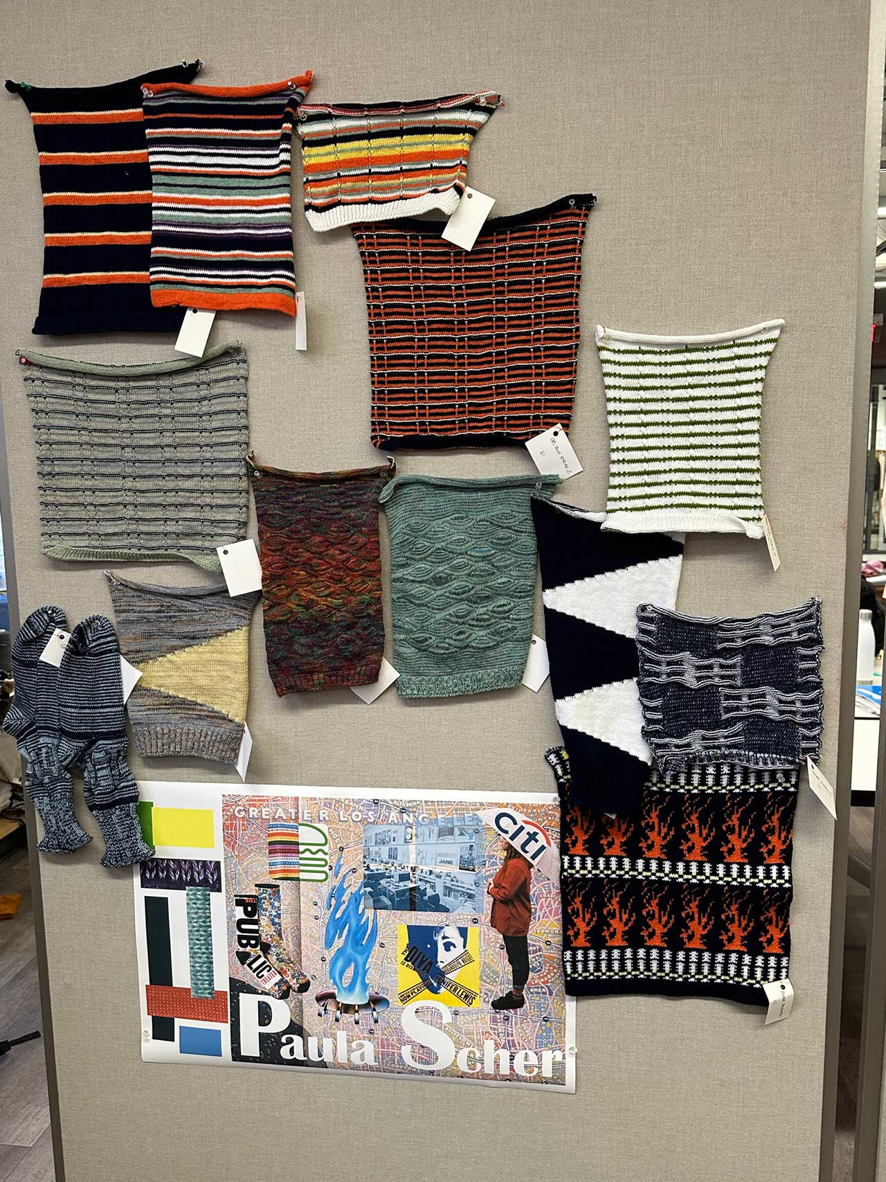 Compilation of projects in Meghan's advanced weft knitting class. 