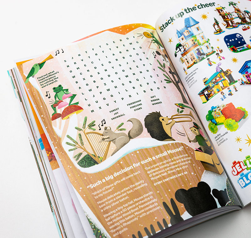 Jefferson grad Laura Moyer illustrated the forest friends of Bear, Owl, Mouse, Fox and Racoon as they go on whimsical holiday adventures together.