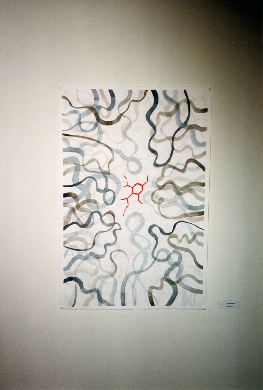 Dr. Armen's artwork collection "Biological Abstractions." Different mediums used include black ink, charcoal, watercolor, acrylics. 