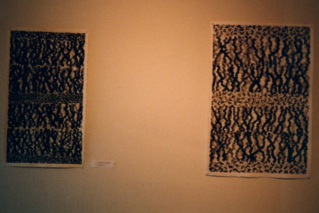 Dr. Armen's artwork artwork collection "Biological Abstractions." Different mediums used include black ink, charcoal, watercolor, and acrylics.