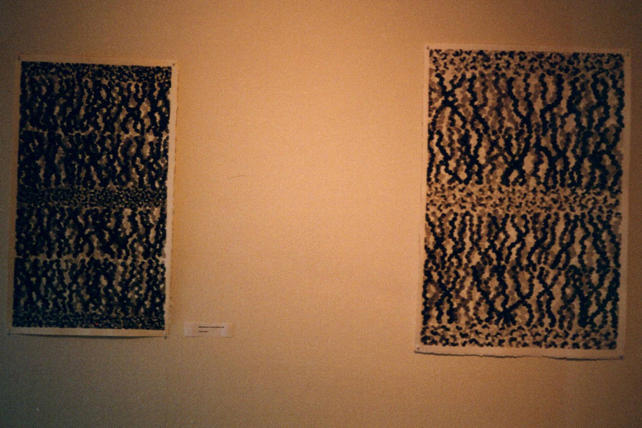 Dr. Armen's artwork artwork collection "Biological Abstractions." Different mediums used include black ink, charcoal, watercolor, and acrylics.