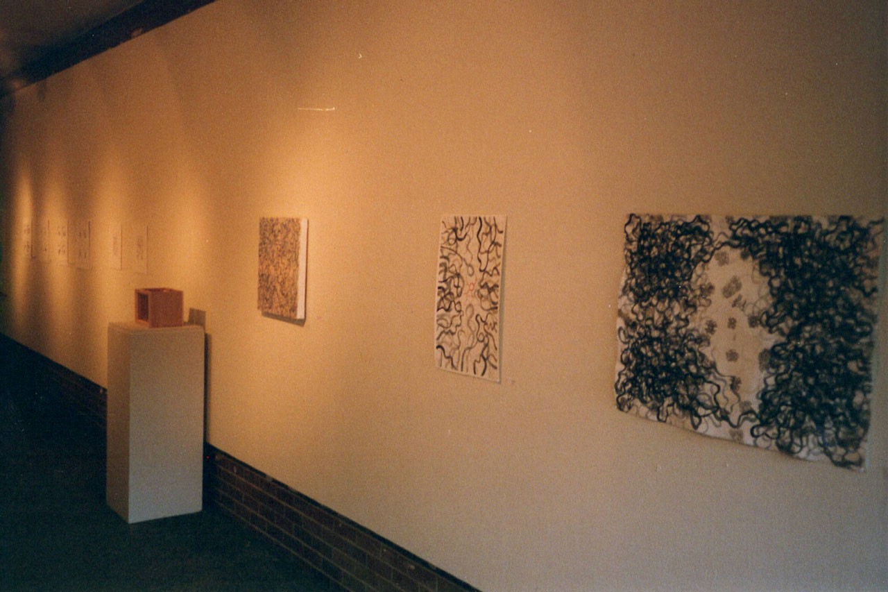 Dr. Armen's artwork artwork collection "Biological Abstractions." Different mediums used include black ink, charcoal, watercolor, and acrylics.