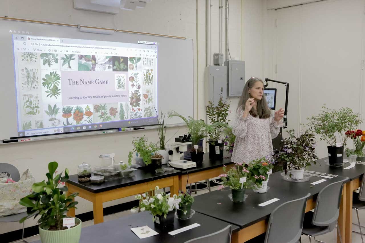 Jefferson’s Dr. Dolores Bartholomew filled her classroom with flowers for her plant identification session.
