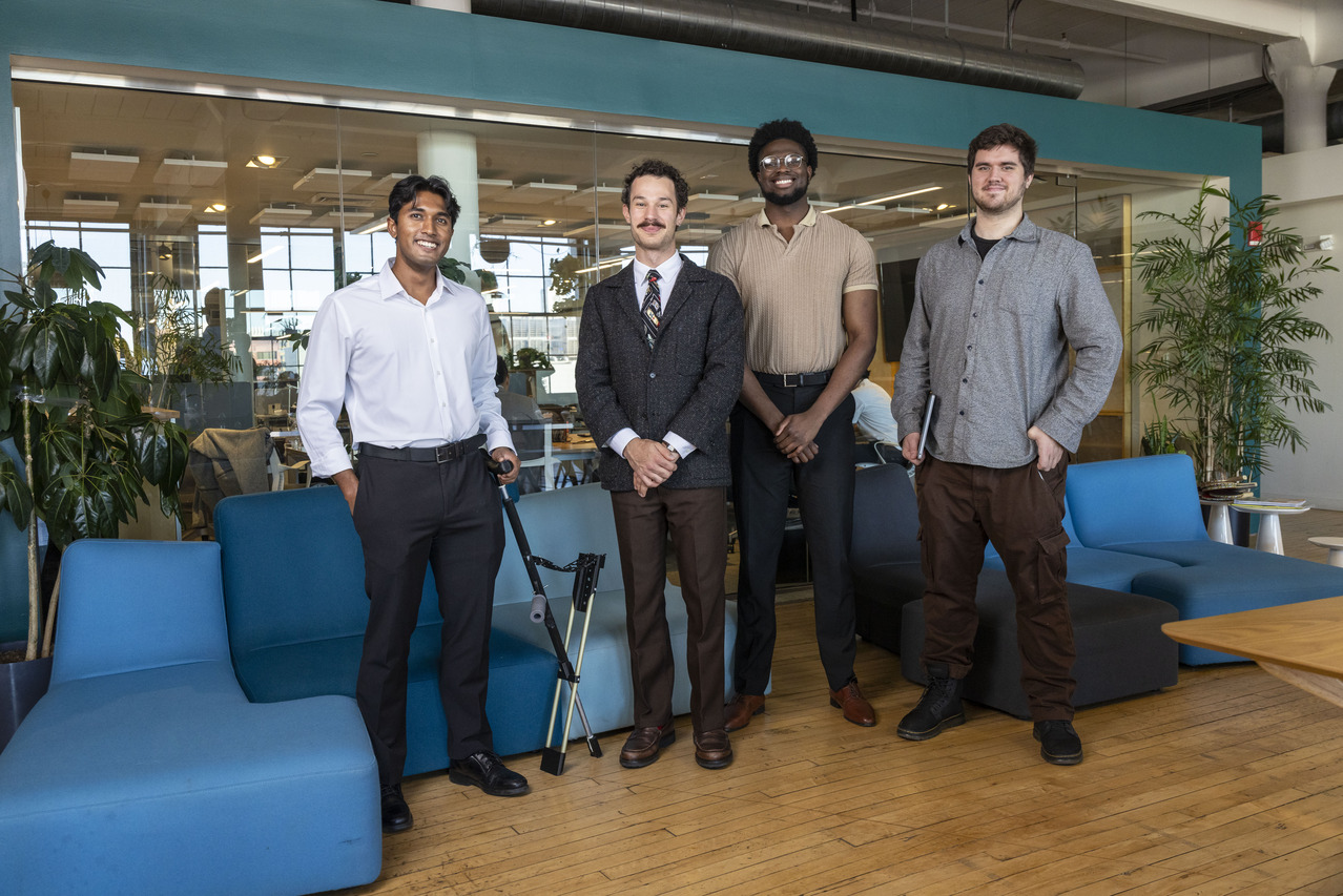 Team HeelUp designed a modified crutch with a built-in leg elevation system.