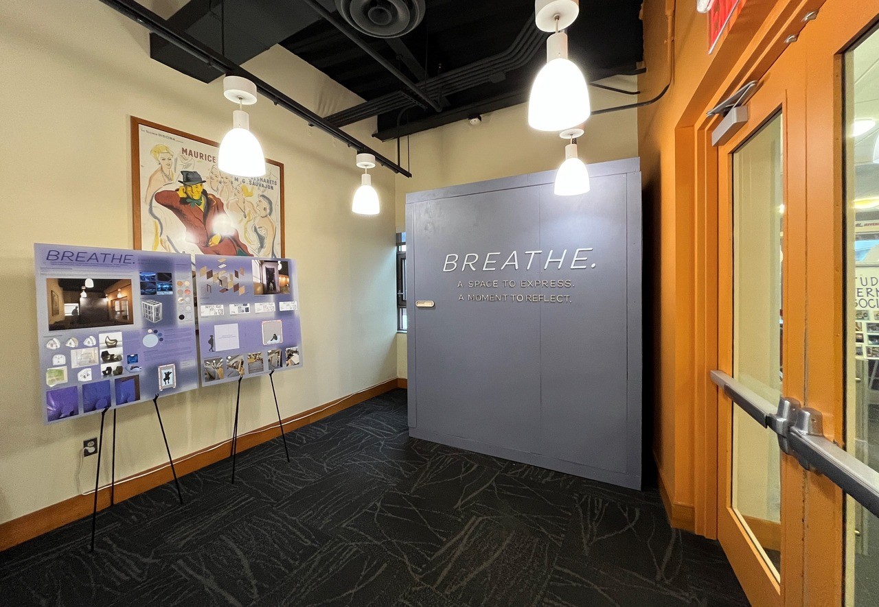 The Breathe Emotional Processing Pod was created by interior design students Anita Esin, Samantha Shelton, Autumn Samuelson, Jesse Orakpo and psychology students Catherine Simpson, Jordan Hartmann and Katelyn Andel.