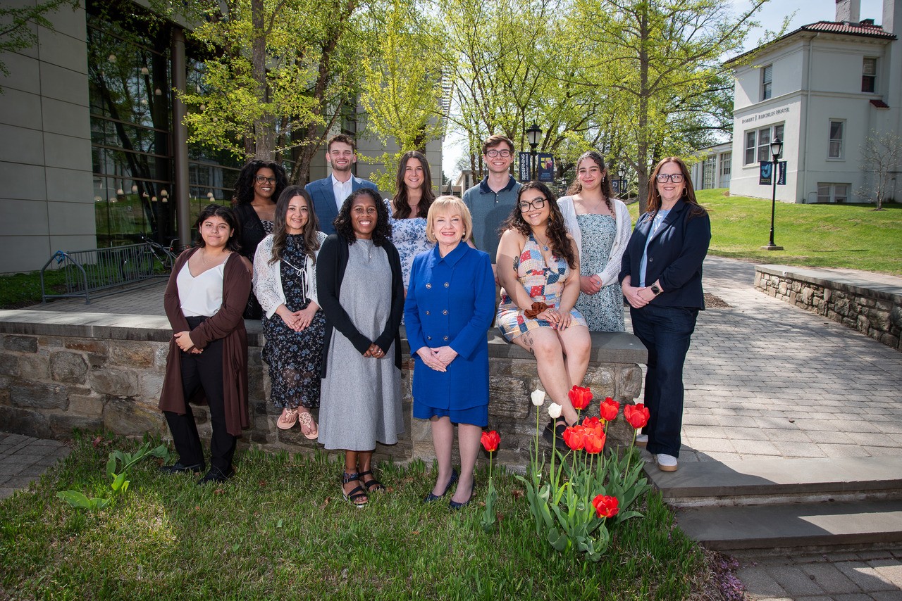 “We launch strategic programs that resonate with employers,” says University President Dr. Susan Aldridge, pictured here with members of the Class of 2025. (Photos/©Thomas Jefferson University Photography Services)