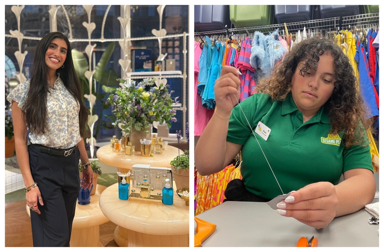 Marketing student Samantha Fors interned at Veronique Gabai, and fashion design student Elissa Lopez interned at Sesame Place.